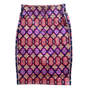 Gretchen Scott Designs Vibrant Geometric Midi pencil Skirt - Red, Pink, Blue 32
